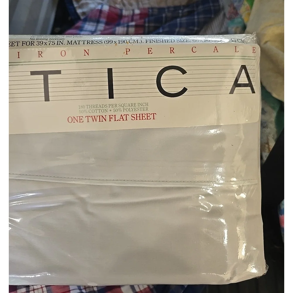 NEW Vintage UTICA Pipeline No-Iron‎ Percale One Twin Flat Sheet Set 39